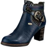 Blaue Laura Vita Blockabsatz Ankle Boots & Klassische Stiefeletten mit Reißverschluss aus Leder Atmungsaktiv mit Absatzhöhe 7cm bis 9cm 
