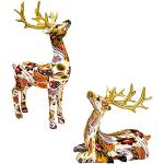 10 cm Weihnachtsfiguren mit Hirsch-Motiv aus Kunstharz 2-teilig 