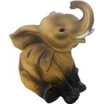 Braune Vintage Elefanten Figuren aus Keramik 