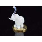 Weißer Elefant Buddha - Miniatur Figur aus Glas - Glasfigur Elephant Mini Weiß Glas Setzkasten Vitrine Deko