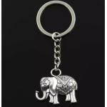 Elefant Schlüsselanhänger Schlüsselring aus Metall silberfarben 