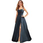 Marineblaue Bestickte Elegante Maxi Lange Abendkleider aus Tüll für Damen Größe M für Hochzeitsgäste für den für den Sommer 