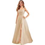Champagnerfarbene Bestickte Elegante Maxi Lange Abendkleider aus Tüll für Damen Größe XS für Hochzeitsgäste für den für den Sommer 