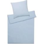 Hellblaue Unifarbene Elegante bügelfreie Bettwäsche aus Baumwolle maschinenwaschbar 155x220 