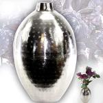 Silberne Mediterrane 27 cm Elegante Runde Jugendstil Vasen 27 cm gehämmert aus Chrom 