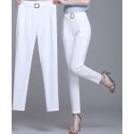 Weiße Unifarbene Elegante Caprihosen aus Polyester für Damen Größe 4 XL 