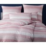 Reduzierte Rosa Gestreifte Allergiker Elegante bügelfreie Bettwäsche mit Reißverschluss aus Baumwolle trocknergeeignet 135x200 