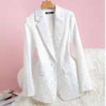 Weiße Elegante Baumwollblazer aus Baumwolle für Damen Größe 3 XL 