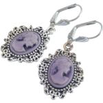 Violette Antike Edelsteinohrringe mit Perlmutt für Damen 