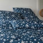 Marineblaue Elegante Baumwollbettwäsche mit Reißverschluss aus Jersey 155x220 