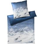 Reduzierte Mitternachtsblaue Motiv Elegante Motiv Bettwäsche mit Reißverschluss aus Mako-Satin kühlend 135x200 