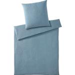 Blaue Elegante bügelfreie Bettwäsche mit Reißverschluss aus Musselin kühlend 155x220 