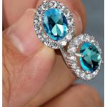Aquablaue Elegante Ovale Ohrhänger mit Saphir für Damen 