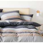 Reduzierte Braune Gestreifte Elegante bügelfreie Bettwäsche mit Reißverschluss aus Flanell trocknergeeignet 135x200 