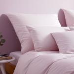Rosa Unifarbene Elegante bügelfreie Bettwäsche mit Reißverschluss aus Jersey 135x200 