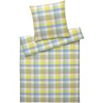 Gelbe Karo Seersucker Bettwäsche mit Reißverschluss aus Baumwolle trocknergeeignet 155x200 