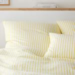 Gelbe Gestreifte Elegante Liberty Seersucker Bettwäsche mit Reißverschluss aus Seersucker 135x200 