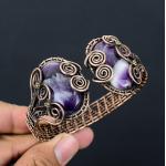 Violette Elegante Damenarmreifen aus Kupfer mit Amethyst handgemacht 