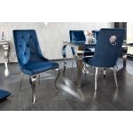Blaue Barocke Riess Ambiente Esszimmerstühle & Küchenstühle aus Samt gepolstert Breite 50-100cm, Höhe 100-150cm, Tiefe 50-100cm 