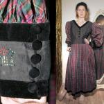 Schwarze Elegante V-Ausschnitt Samtkleider mit Schulterpolstern mit Knopf aus Baumwolle für Damen 