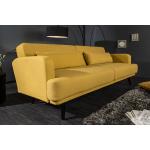 Elegantes 3-Sitzer Sofa STUDIO 210cm senfgelb inkl. Kissen mit Schlaffunktion
