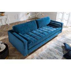 Design 3er Lounge Sofa COZY VELVET 220cm petrol blau Samt Federkern