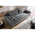 Design 3er Lounge Sofa COZY VELVET 220cm grau Samt Federkern