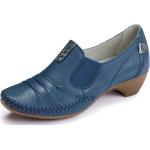 Blaue Damenpumps in Komfortweite aus Nappaleder mit herausnehmbarem Fußbett Größe 36 mit Absatzhöhe bis 3cm 