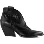 Reduzierte Schwarze Vintage Elena Iachi Spitze Cowboy-Boots & Cowboystiefeletten mit Reißverschluss aus Leder für Damen Größe 37 mit Absatzhöhe 5cm bis 7cm 