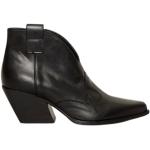 Schwarze Vintage Elena Iachi Cowboy-Boots & Cowboystiefeletten mit Reißverschluss aus Leder für Damen Größe 37 