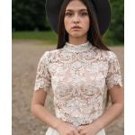 Elfenbeinfarbene Boho Mini Kurze Brautkleider durchsichtig aus Chiffon für Damen für den für den Sommer 