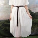 Elfenbeinfarbene Schulterfreie Chiffonkleider mit Puffärmeln aus Chiffon für Damen Größe XL 