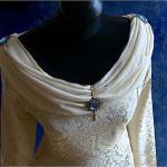 Elfenbeinfarbene Mittelalter-Brautkleider & Mittelalter-Hochzeitskleider aus Brokat für Damen für die Braut 