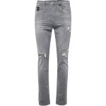 Schwarze Bestickte Ripped Jeans & Zerrissene Jeans mit Reißverschluss aus Denim für Herren 