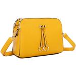 Gelbe Elegante Kleine Umhängetaschen mit Reißverschluss aus Leder für Damen klein für Partys 