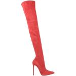 Reduzierte Rote Unifarbene Elisabetta Franchi Pfennigabsatz High-Heel Stiefel mit Reißverschluss aus Veloursleder für Damen Größe 40 