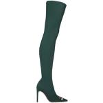 Reduzierte Grüne Elisabetta Franchi Pfennigabsatz High-Heel Stiefel aus Jersey für Damen Größe 39 