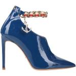 Royalblaue Elisabetta Franchi Pfennigabsatz High Heel Stiefeletten & High Heel Boots mit Reißverschluss aus Leder für Damen Größe 40 