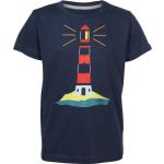 Dunkelblaue Bio Nachhaltige Kinder T-Shirts mit Leuchtturm-Motiv Größe 158 