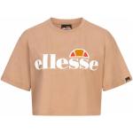 Braune Kurzärmelige ellesse Alberta T-Shirts aus Baumwolle für Damen Größe L 