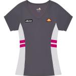 Dunkelgraue Sportliche ellesse V-Ausschnitt T-Shirts aus Polyester für Damen Größe XL 