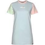 Hellblaue Bestickte Sportliche Kurzärmelige ellesse Mini Rundhals-Ausschnitt Kindershirtkleider aus Baumwolle für Mädchen Größe 158 
