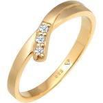 Goldene Runde Goldringe aus Gold 14 Karat mit Diamant mit Zertifikat für Damen Größe 58 