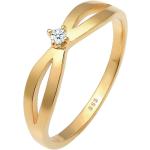 Goldene Vintage Runde Goldringe aus Gold 14 Karat mit Diamant handgemacht Größe 58 zur Hochzeit 