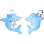 Hellblaue Elli Delfin Ohrringe aus Silber für Kinder 