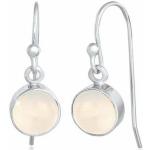 Weiße Elli Runde Ohrhänger aus Silber mit Mondstein handgemacht für Damen 