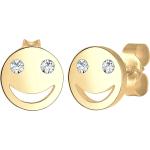 Elli Ohrringe Smiley Face Emoji Kristalle 925 Silber gold Damen