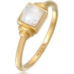 Reduzierte Goldene Vintage Elli Quadratische Mondstein Ringe aus Silber handgemacht für Damen 