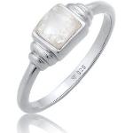 Silberne Vintage Elli Quadratische Mondstein Ringe aus Silber für Damen 