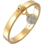 Goldene Elegante Runde Perlenringe vergoldet mit Labradorit handgemacht Größe 58 